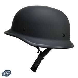 WCL German Matte Black Motorcycle Half Helmet DOT Approved Skull Cap / No Peak